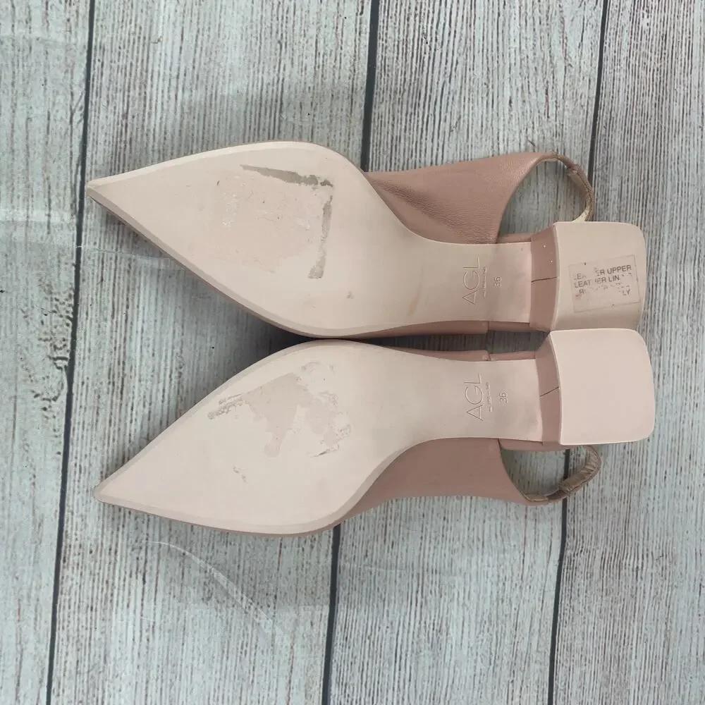AGL Dodi Womens EU 36 US 6 Slingback Heels Nude Tan Pointed Toe